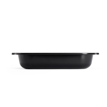 Woll Roast it! medium roasting pan 30 x 24 cm shown in profile, deep sidewalls, ceramic non-stick interior