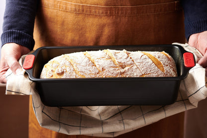 Fresh sourdough loaf baked in a Woll Let's Bake! loaf pan