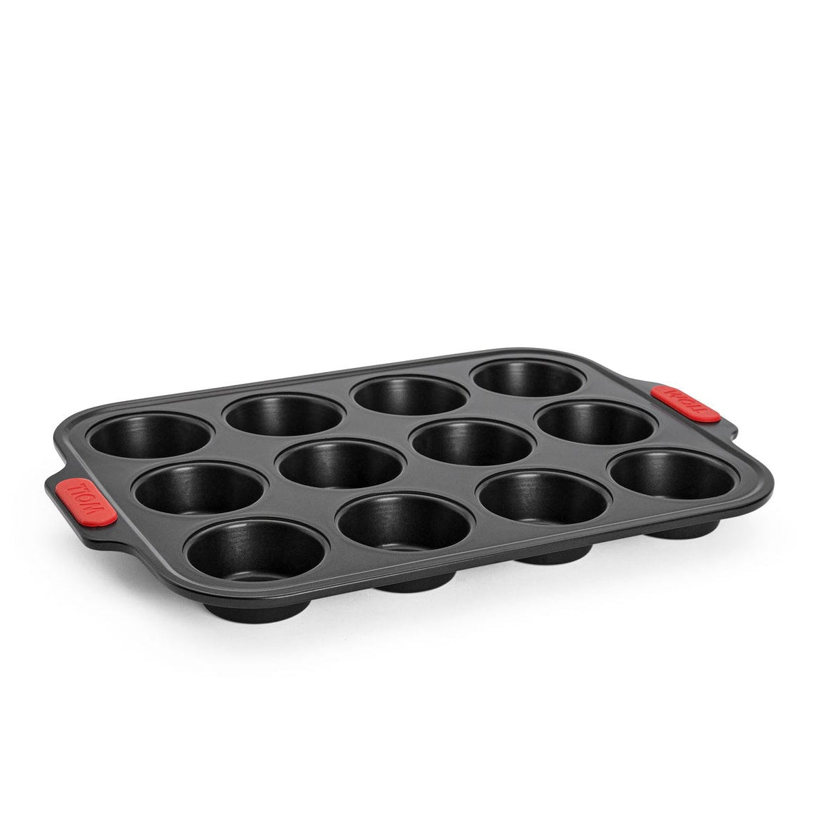 Woll Let's Bake! 12-cup muffin pan with diamond-reinforced non-stick coating, three-quarter view